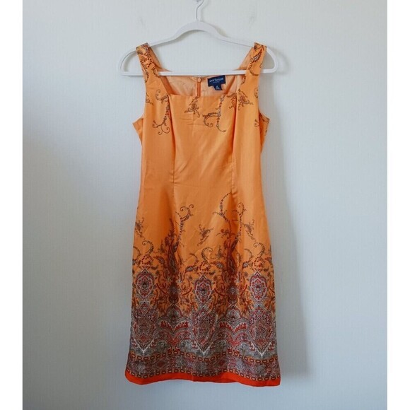 Ann Taylor Petite Sheath Silk Dress Sleeveless Knee Length Orange Size 6P - Picture 1 of 7